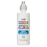 Tulip Puff Fabric Paint , Permanent Craft Paint for Clothes, DIY Projects, Notoxic, 4 fl oz, Puffy White