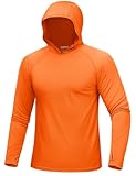 MAGCOMSEN Fishing Shirts for Men Long Sleeve with Hood UPF 50 Sun Protection Moisture Wicking Rash Guards Summer Orange L