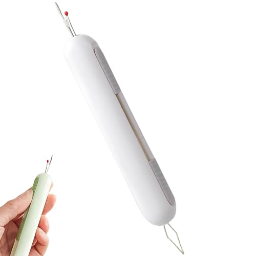 2 in 1 Needle Threader Seam Ripper, 2025 Upgraded Needle Threader, Retractable Threader, Thread Removal Tool for Hand Sewing, Knitting, Cross Stitch, Embroidery and Thread Removal (Gray)