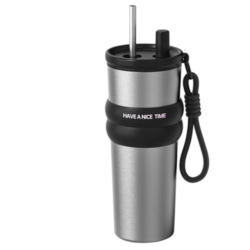Hugsweet Termo Para Bebidas Viaje,Vaso Térmico De Gran Capacidad Con Pajita Reutilizable - Recipiente Impermeable Para Agua 710ml, Accesorios De Viaje Para Exteriores Y Transporte