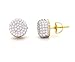 Mens 18K Yellow Gold Finish Cubic Zirconia CZ Round Stud Screw Back 10mm 2 tone Earrings