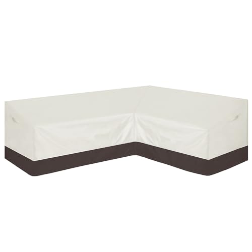 Easy-Going Outdoor L-Shaped Sectional Sofa Cover 104"X83" UV Resistant Patio Sectional Couch Cover Waterproof Lawn Patio Furniture Cover (Right Facing, Beige/Brown)
