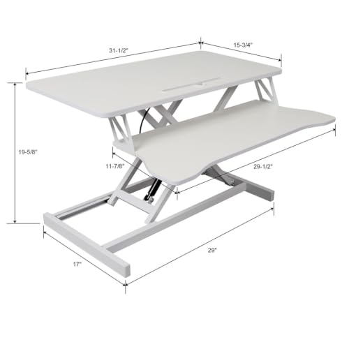 AMZXPLORE Standing Desk Converter, Height Adjustable Sit Stand Desk Riser with Keyboard Tray, Ergonomic Desktop Workstation for Dual Monitor Laptop Computer Setup, Gas Spring Lift System,White - Image 6