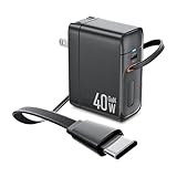 USB充電器 type-c 40W 急速充電器【自動巻き取り式 タイプcケーブルー体型/折りたたみ式プラグ/PD40対応】USB C たいぷしー充電器 アンドロイド ACアダプター コンセント 軽量 スマホ充電器 PSE認証済み iPhone16/15/Android Galaxy等対応 旅行/出張 (黒)