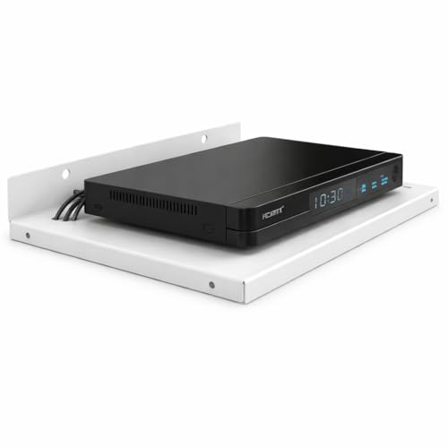 NextZen Wall Mount Metal Set Top Box Stand – Space-Saving Iron Wall Shelf for Set-Top Box, Wi-Fi Router, DVD, Modem & Remote – White, Pack of 4