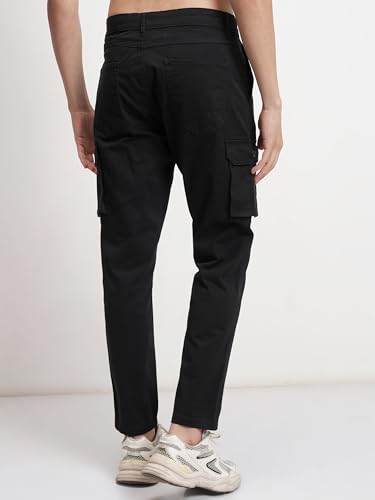Image of Highlander Men's High-Rise Straight-Fit Cargo Trousers | Utility Pockets | Fashion & Function Blend | Carpenter Fit | Men Trousers | Trousers for Man |Cargo Pants for Men