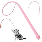 TaimeiMao 2 piezas de pesca para gatos largas, silicona Twiggle Tail, juguete con forma de varita mágica en forma de cola de ratón, juguete divertido para gatos para interiores, ejercicios de juego de
