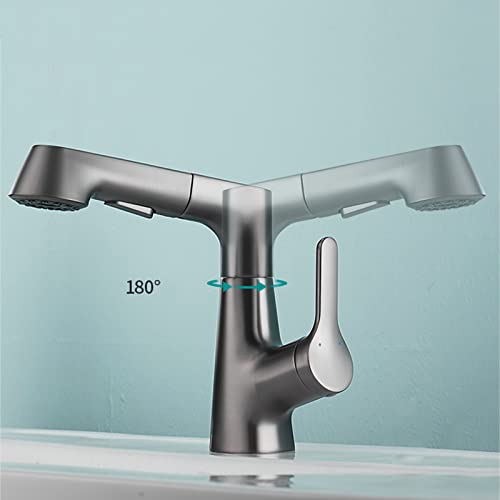 Robinet de lavabo extensible gris anti-éclaboussures pour vasque - 7
