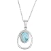 Sterling Silver Natural Larimar Oval Pendant with 18" Chain