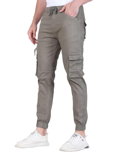 Image of Men's Cargo Pants with Pockets, Cotton Joggers, 6 Pocket Casual Trousers, Track Pants for Office and Parties, Comfortable