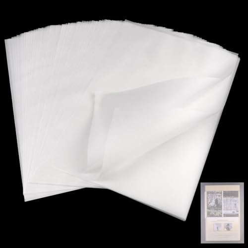 100 Feuilles de Papier Calque A4, 53g/m² Papier Calque Blanc, Transparent, Pour Impression, Patron Couture, Dessin, Scrapbooking, Décoration et Calligraphie la Copie (210x297mm)