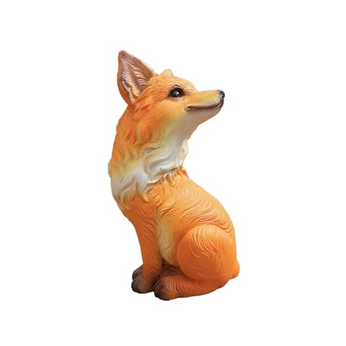 Kuntesetty Charming Fox Statue for Outdoor Home Decor, Looking Back Orange