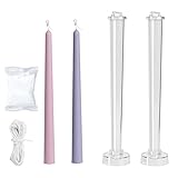 2-Pack Classic Tall Taper Candle Mold,Clear Plastic Pillar Candlestick Mold for Church Christmas Candlelight Dinner Valentine's Day (10.24inch)
