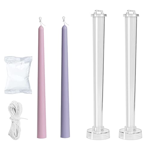 2-Pack Classic Tall Taper Candle Mold,Clear Plastic Pillar Candlestick Mold for Church Christmas Candlelight Dinner Valentine's Day (10.24inch)