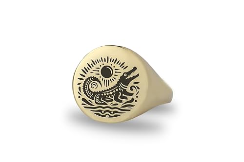 Bague signet alligator en or 4k faite main pour un style unique