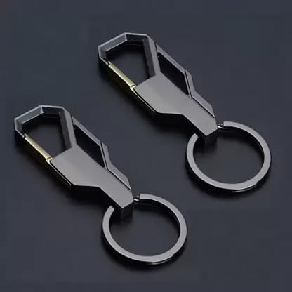 N-LINK PRINTS Car Key Chain Key Ring Business Keychain for Men, Black (Pack of 2) Key Chain
