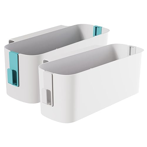 HOOTNEE 2 pcs Bedside Storage Basket Organizer with Hooks Dorm Bedside Holder Multi Functional Hanging Storage for Stationery Books Sundries