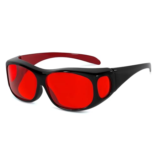 Image of Eyekepper Red Lens Blue Light Glasses Men,Fitover Blue Light Blocking Glasses Women, Red Light Glasses Eye Protection - Black Red