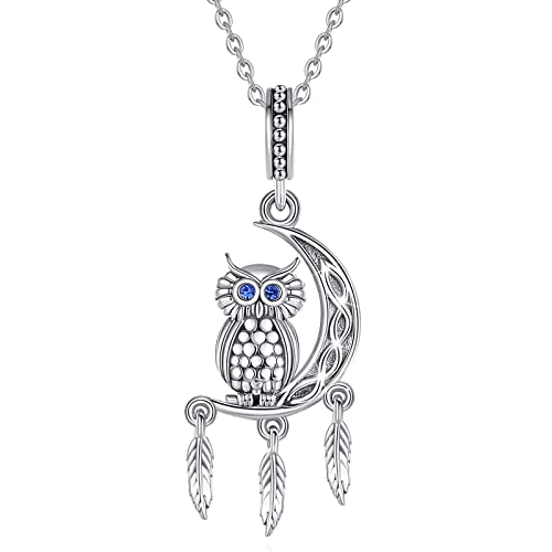 INFUSEU Collana gufo, 925 Sterling Silver Luna