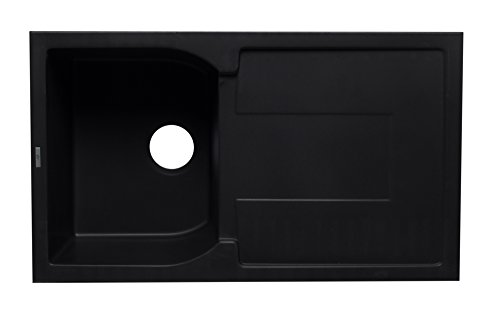 Alfi Brand Ab1620Di-Bla Black 34" Single Bowl Granite Composite Kitchen Sink With Drainboard #TOP5
