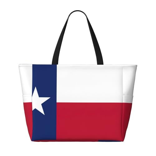 Flag Of Texas Extra Large Tote Bag For Women,Foldable Beach Bag With Pocket Weekender Travel Overnight Bag2