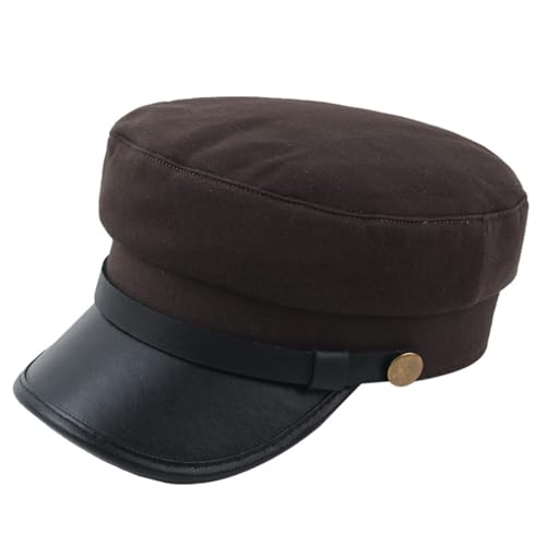 Gorro de cuero para mujer y hombre, transpirable y plano, cómoda gorra de béisbol para mujer, protección solar para niño, café, Talla única