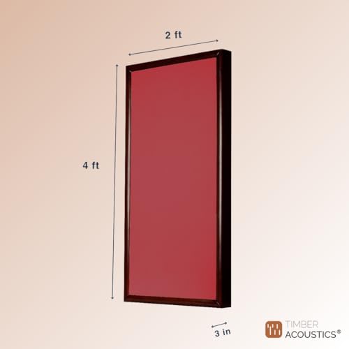 Image of Timber Acoustics Soundproofing Wooden Frame Acoustic Panels, Rockwool Safe 'n' Silent Pro. (WALNUT) [SET OF 3] (Red, 2'X4'X3 inch)