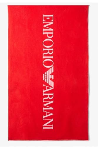Emporio Armani Macro Logo Sponge Beach Towel, Asciugamano da spiaggia Unisex - Adulto, Rosso (Red), Taglia unica