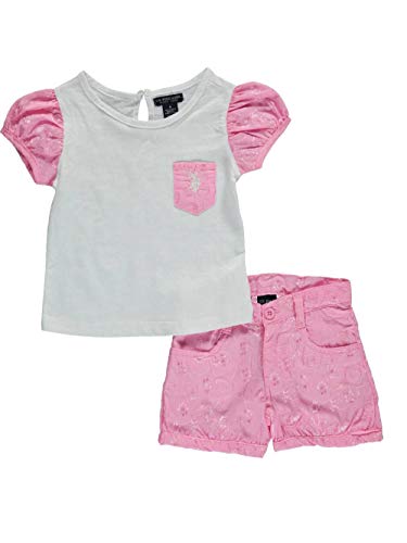 U.S. Polo Assn. Girls' T-Shirt with Eyelet Trim and Woven Eyelet Short