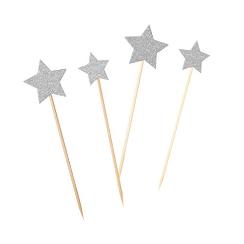 IMIKEYA 36 Pcs Star Cake Topper Picks Glitter Twinkle Star Cupcake Picks Para Party Wedding Day Dia