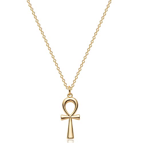 LOYATA Gold Tiny Cross Necklace for Women Handmade 14K Gold Plated Dainty Pendant Simple Chain Hypoallergenic Jewelry Christmas Monther's Day Gift