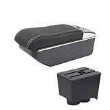 Car Armrest Box Storage Box Interior Modification Parts Center Console Storage Box Black Armrest for VW for Polo 9N 3 2002-2009(White line)