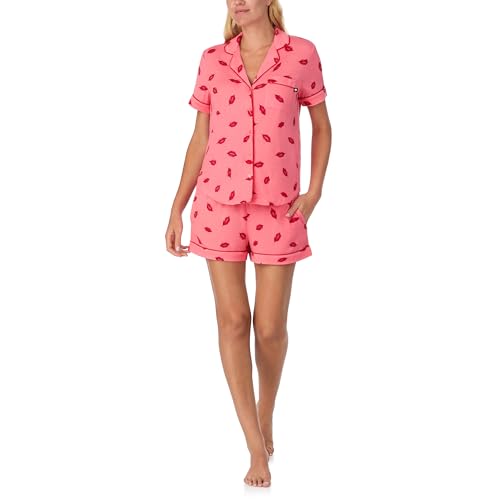 Image of kate spade new york Short Sleeve Brushed Jersey Notch Boxer Pajama Set