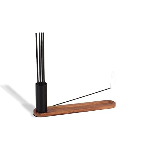 Suporte Porta Incenso De Aço E Madeira Decorativo Namastê