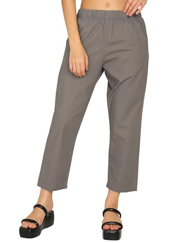 Image of Alan Jones Clothing Womens Mid Rise Cotton Relaxed Ankle Pants | 100% Cotton