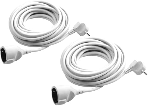 Meister Kunststoff-Verlängerungskabel 2 m – 2 Stück – weiß | für innen (IP20) – mehrteiliges Set – Schuko-Kupplung – Praktische Stromverlängerung für Zuhause