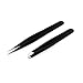 AAProTools Slant & Pointed Tweezers Set With Pouch, 2-Pack, Stainless Steel, Best For High Precision Daily Beauty Routines, Eyebrows, Ingrown Facial & Nose Hair, Splinters & Ticks (Black)