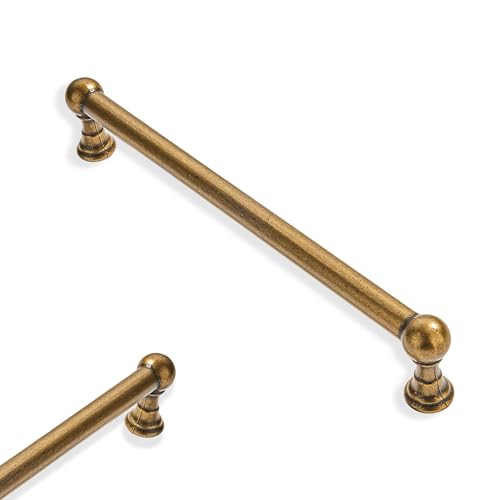 ZAUYX 10 Pack 6 Inch Hole Center Antique Brass Cabinet pulls 100% Solid Heavy Duty Dresser Pulls Cabinet Drawer Pulls for Kitchen Cupboard Hardware by ZAUYX - Used condition - US$32.19
