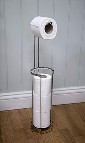 Croydex Free Standing Chrome Toilet Roll Holder, 5 Year Rust Free Guarantee, Silver