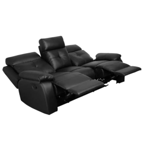 Image of Sofa 3 Seater - Ergonomic Leatherette Design with Plush Support, Includes 5-Year Warranty for Living Room Comfort and Durability