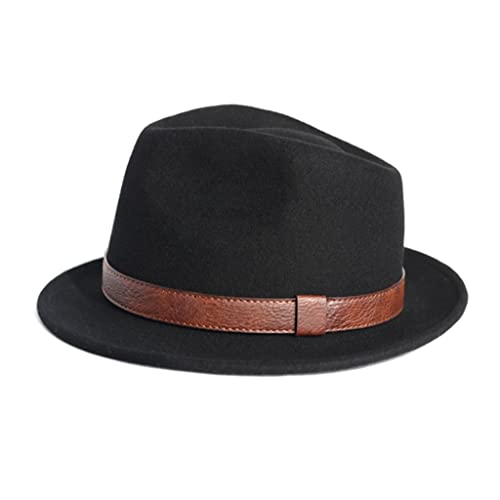 ONMYJFD Fashion Hat Wool Jazz Cap Vintage Belt Gentleman Top Hat(Medium)