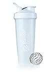 BlenderBottle Classic Loop Top Shaker Bottle, Frosted White, 32-Ounce Loop Top