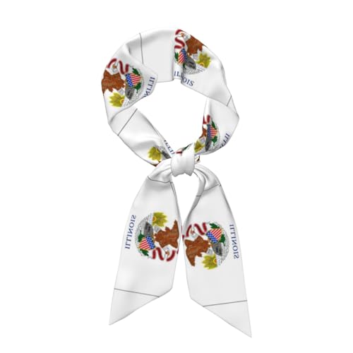 Illinois State Flag Print Scarf For Women Soft Silk-Like Scarves Silk Scarf Winter Scarf Clothing Accessories