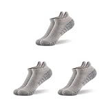 Geardeangloow Calcetines deportivos para correr, transpirables, cómodos, suaves, para otoño e invierno, cálidos, elásticos, de algodón, tobillos, accesorios, color negro, Juego de 3 (gris claro), 42,5