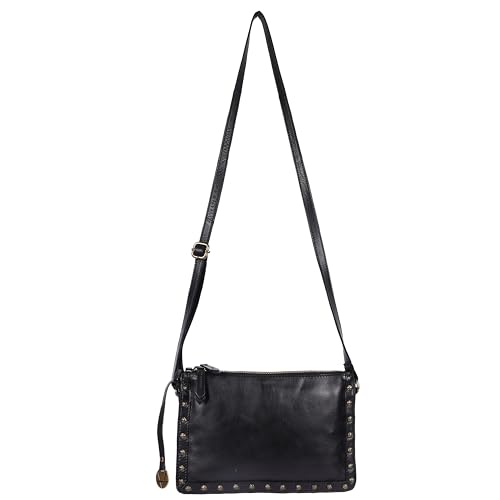 Image of Genuine Italian Leather Boho Studded Crossbody Shoulder Bag - Stylish, Durable, & Perfect for Everyday Use for women