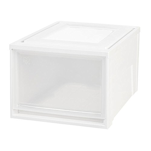 IRIS USA 591088, BC-500D, Box Chest Drawer (3 Pack), Deep, White/Clear, 43 Quart