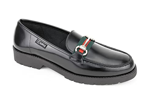 Mocasin Yale 403 College Negro Zapato Castellano Adolescentes NIÑA Uniforme Escolar Resistentes Impermeables - Negro, 37