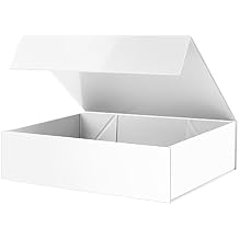 PACKHOME Large Gift Box 13.5x10x3.5 Inches, Sturdy Shirt Box with Magnetic Lid for Multiple Occasions Glossy White