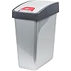 keeeper Premium Waste Bin with Flip Lid, Soft Touch, 45 Litre, Magne, Silver
