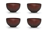 reisschale mit löffel 4 Stück im Spar-Set 4er-Set: Japanische Suppenschalen bzw. Reisschalen aus Kastanienholz, 12 cm (Schwarzbraun)